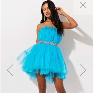 Akita Breakfast at Tiffany’s blue mini tulle dress. Size small.